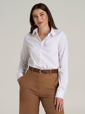 American Tall Slim Fit Button Up Shirt in White Size 8 / Extra Tall / White